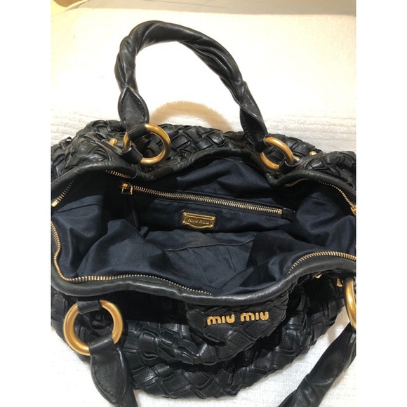 Miu miu woven leather shoulder bag gently used - Picture 8 of 16